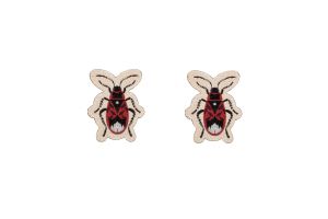 Fa fülbevaló Red Beetle Earrings
