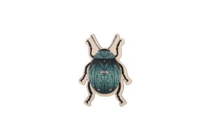 Fából készült bross Blue Beatle Brooch