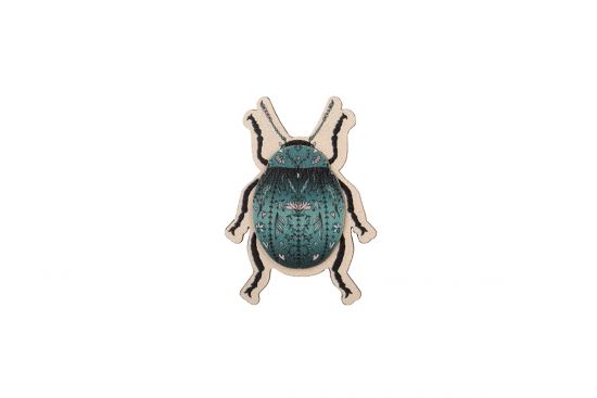 Fából készült bross Blue Beatle Brooch