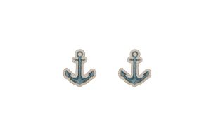 Fából készült fülbevalók Anchor Earrings